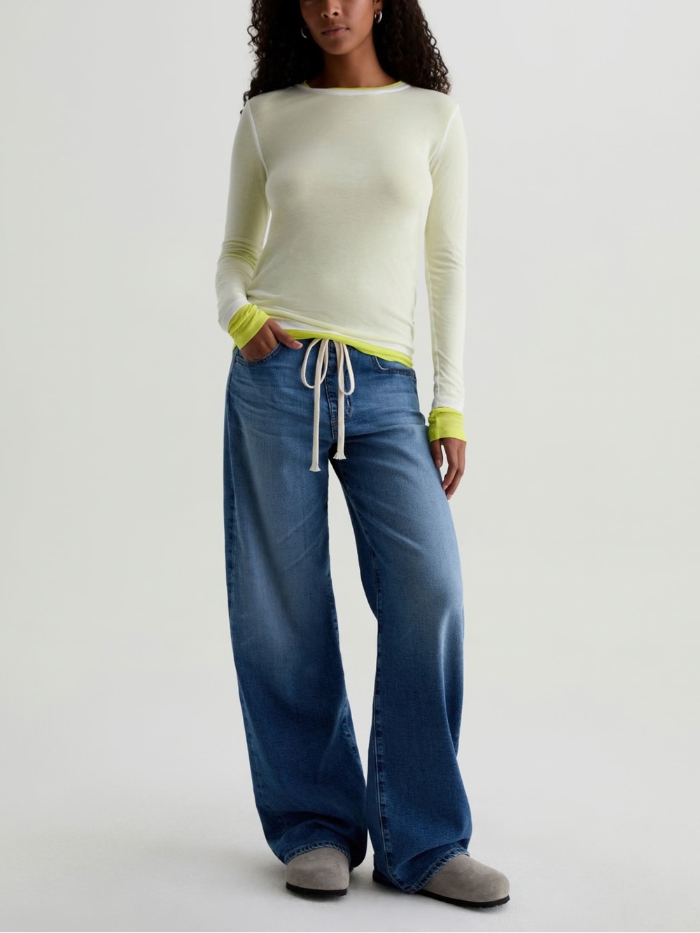 AG ADRIANO GOLDSCHMIED • Adria Cinched Jeans low rise wide leg Small